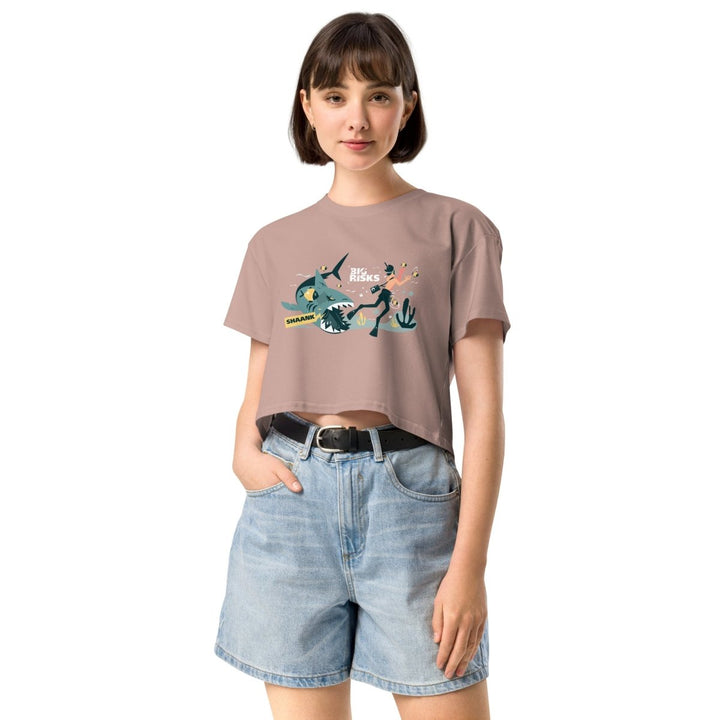 Big Risk Women’s Graphic Crop Tee - Hazy Pink - XS - ArtyKoala