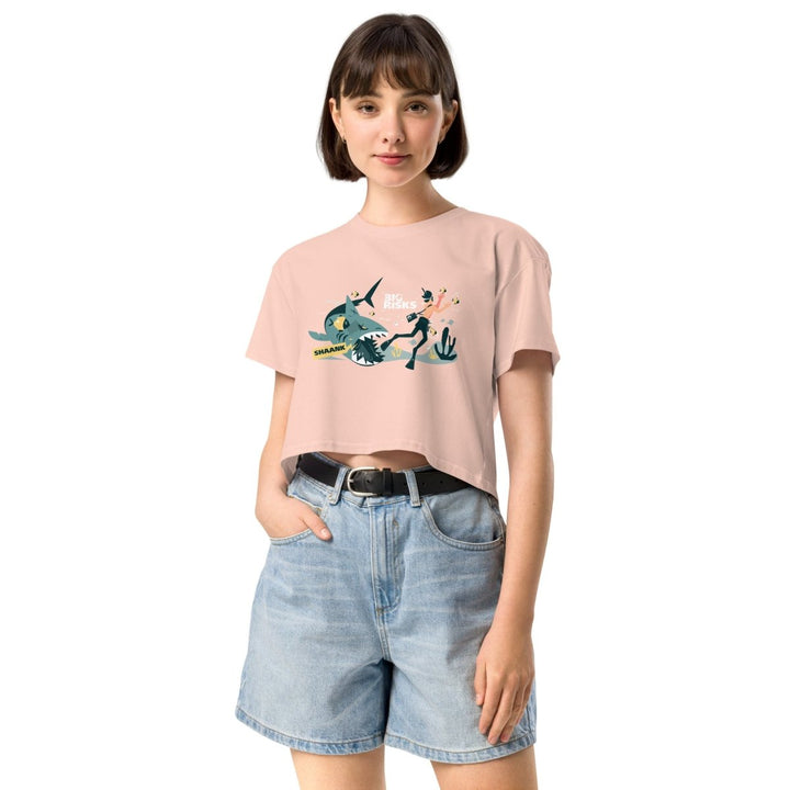 Big Risk Women’s Graphic Crop Tee - Pale Pink - XS - ArtyKoala