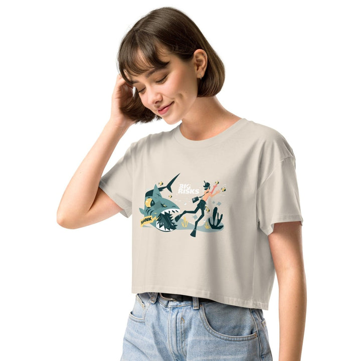Big Risk Women’s Graphic Crop Tee - Bone - XS - ArtyKoala