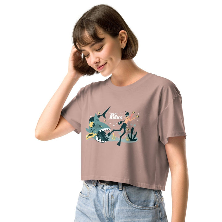 Big Risk Women’s Graphic Crop Tee - Hazy Pink - XS - ArtyKoala