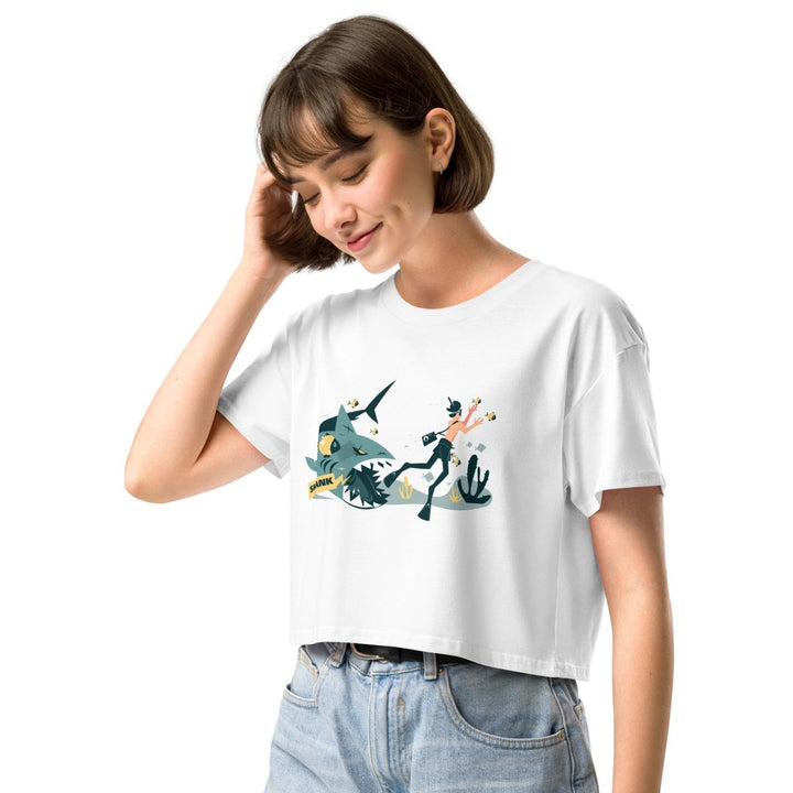 Big Risk Women’s Graphic Crop Tee - White - XS - ArtyKoala