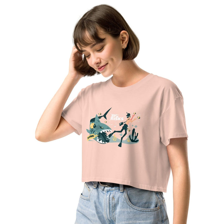 Big Risk Women’s Graphic Crop Tee - Pale Pink - XS - ArtyKoala