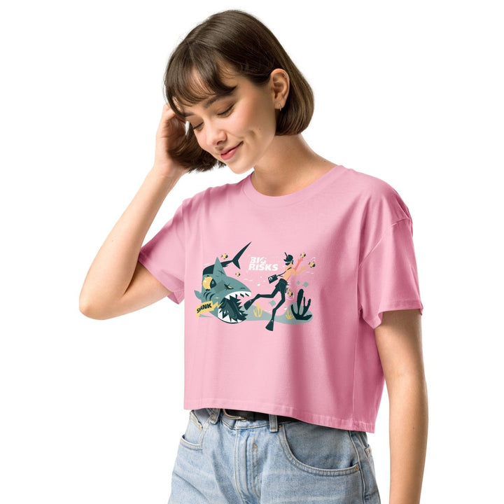 Big Risk Women’s Graphic Crop Tee - Bubblegum - XS - ArtyKoala