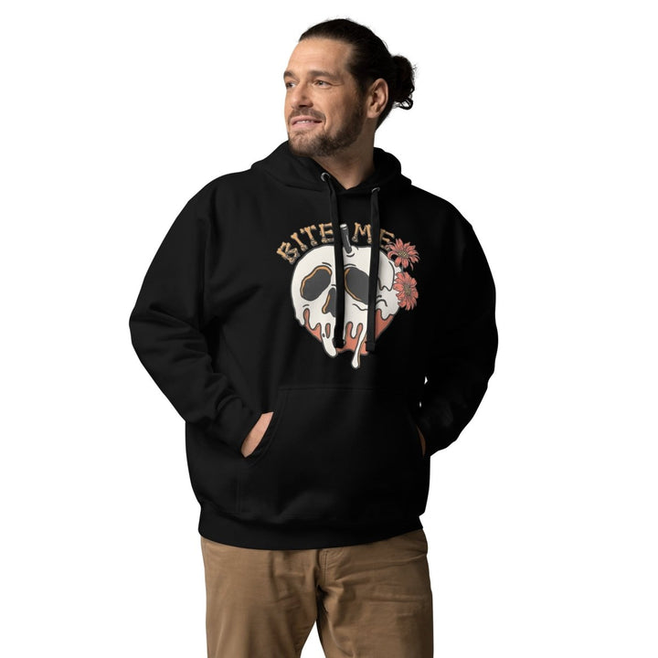 Bite Me Halloween Graphic Hoodie - Maroon - S - ArtyKoala