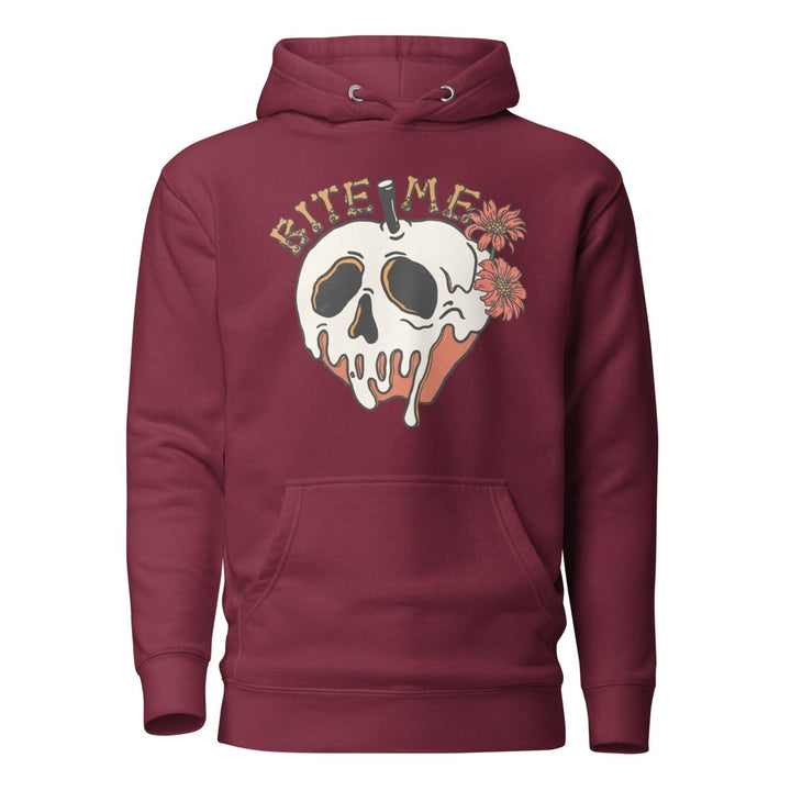 Bite Me Halloween Graphic Hoodie - Maroon - S - ArtyKoala
