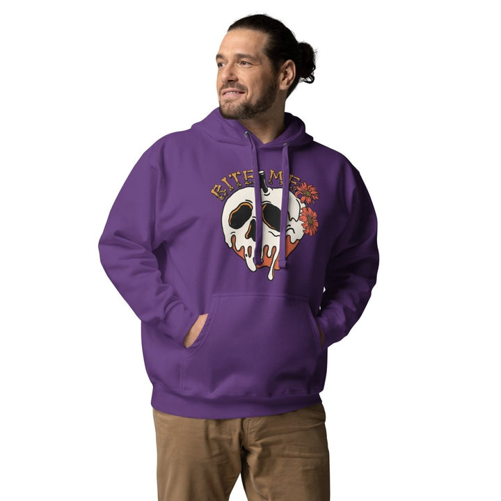 Bite Me Halloween Graphic Hoodie - Maroon - S - ArtyKoala