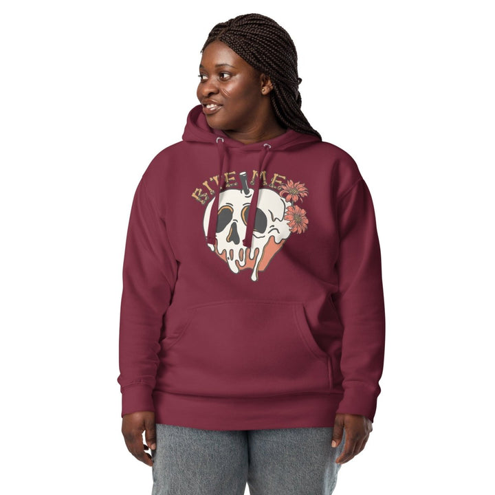 Bite Me Halloween Graphic Hoodie - Maroon - S - ArtyKoala