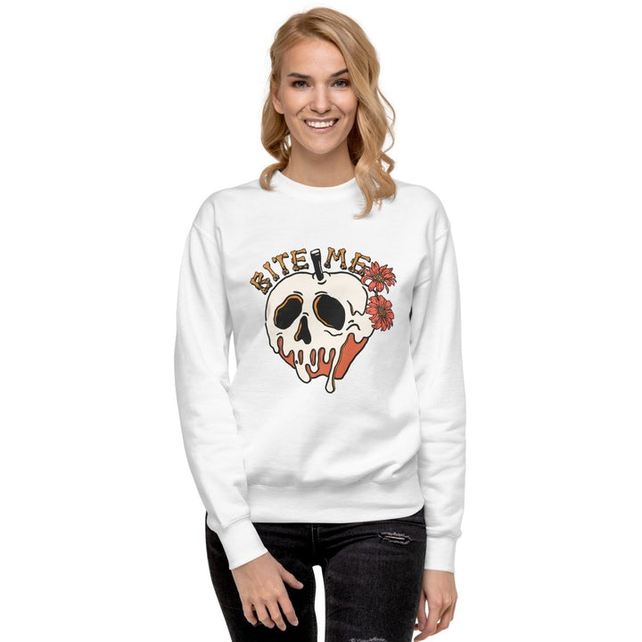 Bite Me Halloween Graphic Sweatshirt - White - S - ArtyKoala