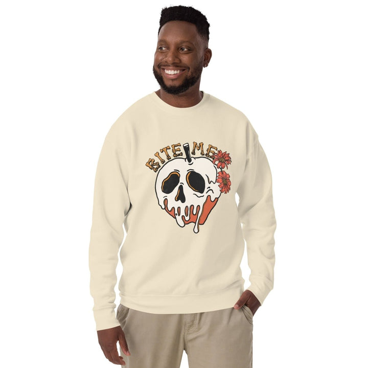 Bite Me Halloween Graphic Sweatshirt - Bone - S - ArtyKoala
