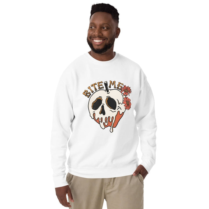 Bite Me Halloween Graphic Sweatshirt - White - S - ArtyKoala