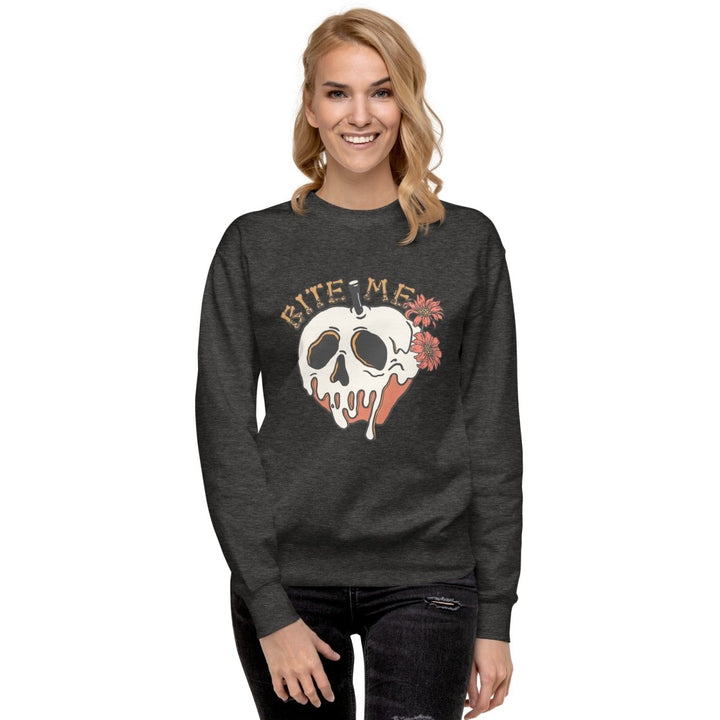 Bite Me Halloween Graphic Sweatshirt - Charcoal Heather - S - ArtyKoala