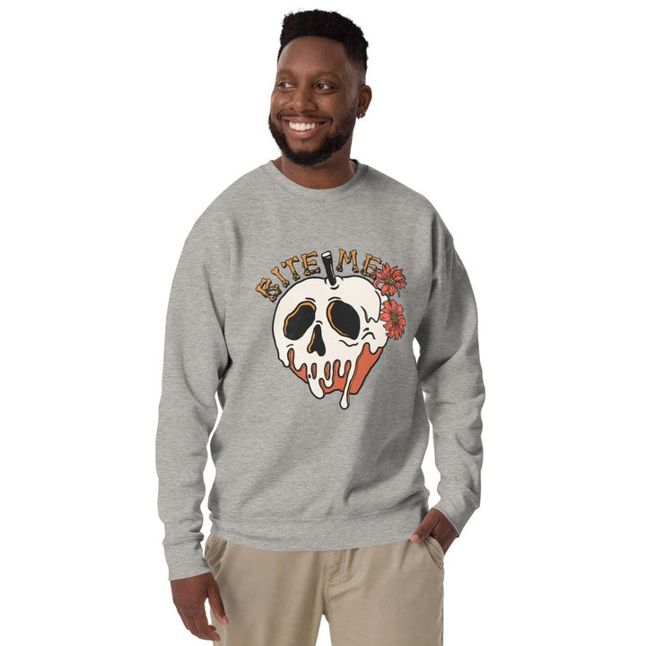 Bite Me Halloween Graphic Sweatshirt - Carbon Grey - S - ArtyKoala