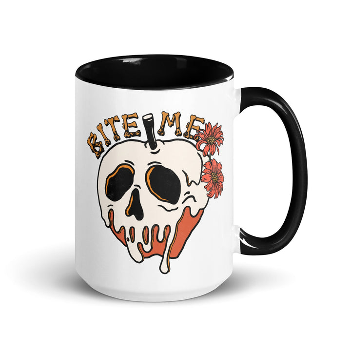 Bite Me Halloween Mug with Color Inside - Black / 15 oz - ArtyKoala