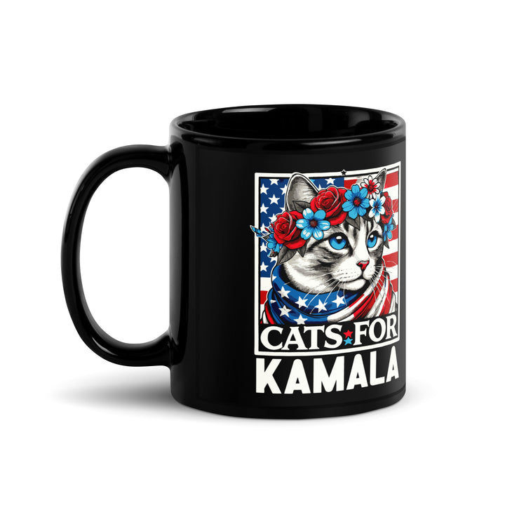 Cats For Kamala Black Glossy Mug - Default Title - ArtyKoala