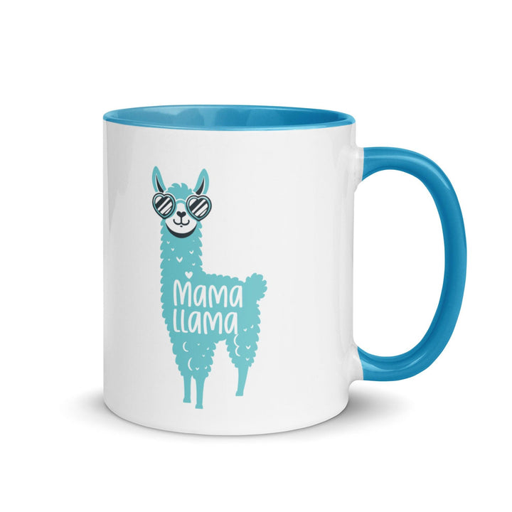 Blue Llama Mom Mug with Color Inside - Blue / 11 oz - ArtyKoala