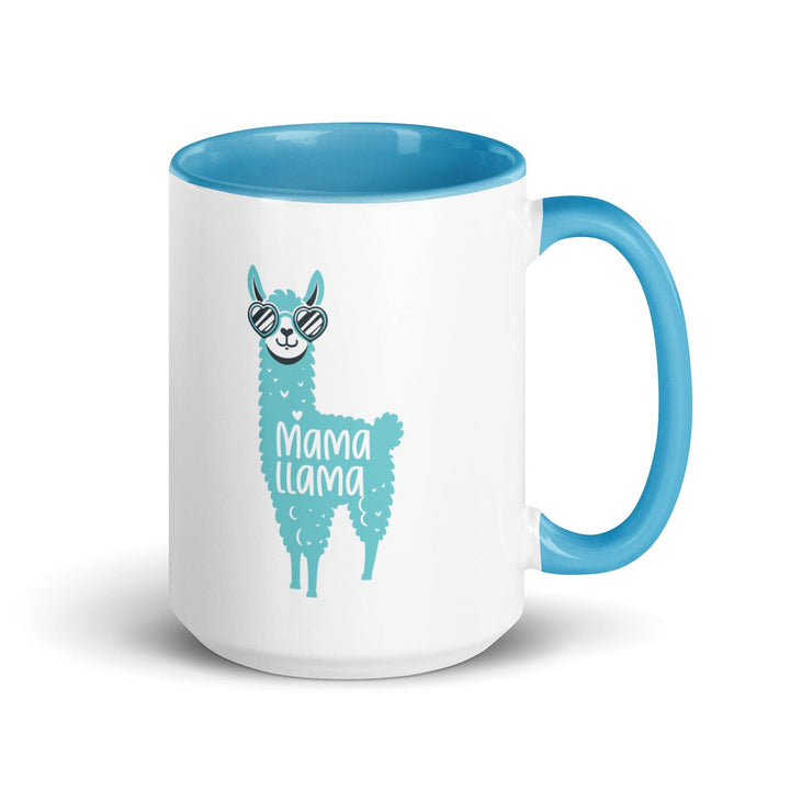 Blue Llama Mom Mug with Color Inside - Blue / 15 oz - ArtyKoala