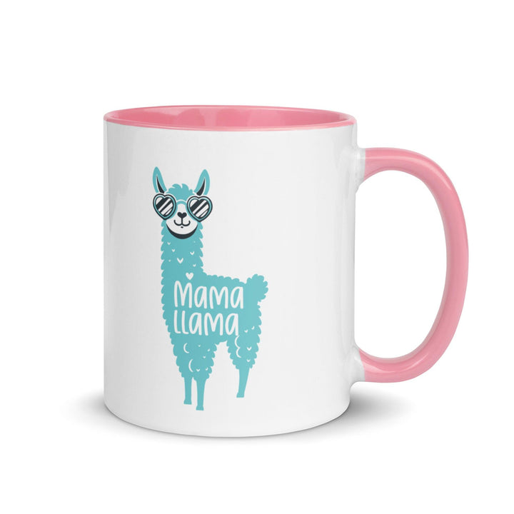 Blue Llama Mom Mug with Color Inside - Pink / 11 oz - ArtyKoala