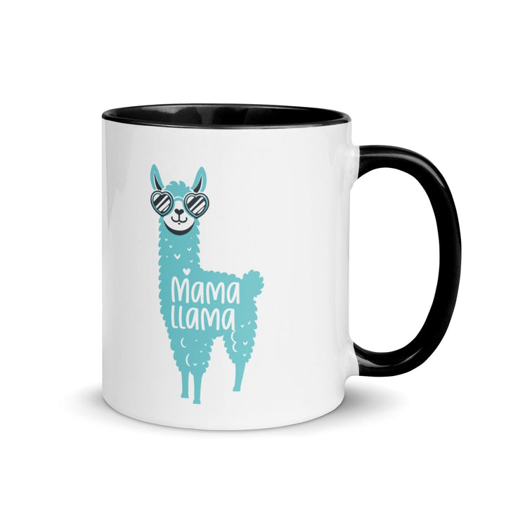 Blue Llama Mom Mug with Color Inside - Black / 11 oz - ArtyKoala