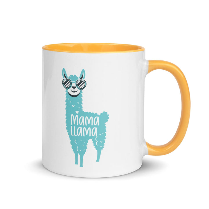 Blue Llama Mom Mug with Color Inside - Golden Yellow / 11 oz - ArtyKoala