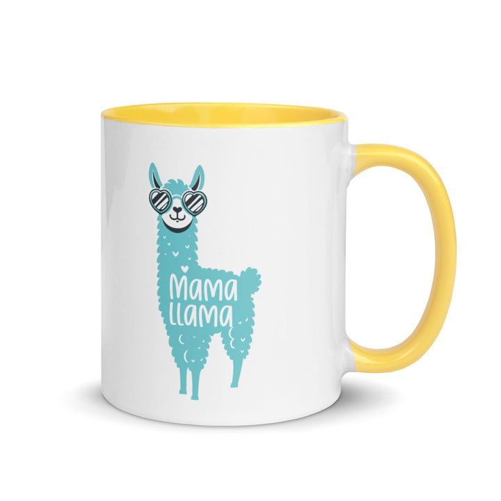 Blue Llama Mom Mug with Color Inside - Yellow / 11 oz - ArtyKoala