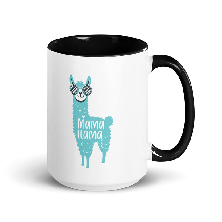 Blue Llama Mom Mug with Color Inside - Black / 15 oz - ArtyKoala