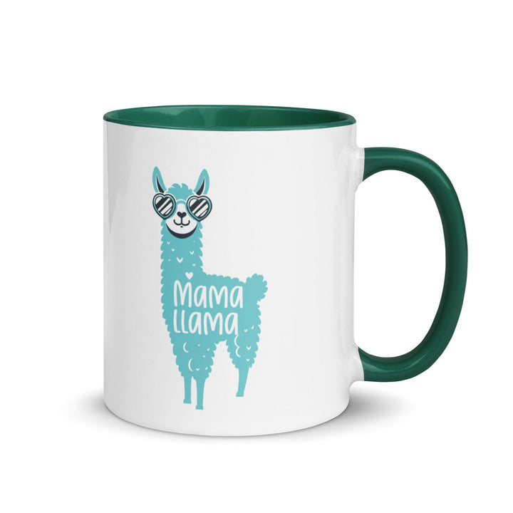 Blue Llama Mom Mug with Color Inside - Dark green / 11 oz - ArtyKoala