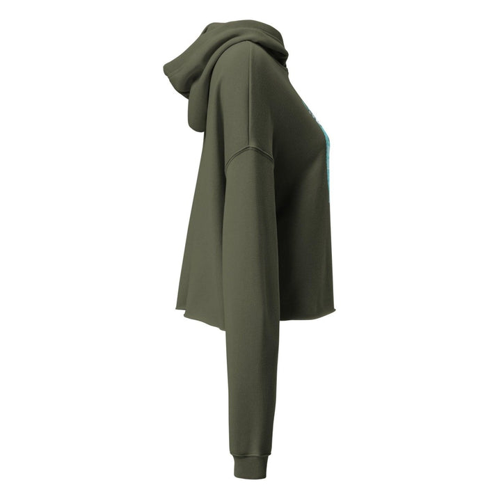 Blue Mama Llama Women Graphic Crop Hoodie - Military Green - S - ArtyKoala