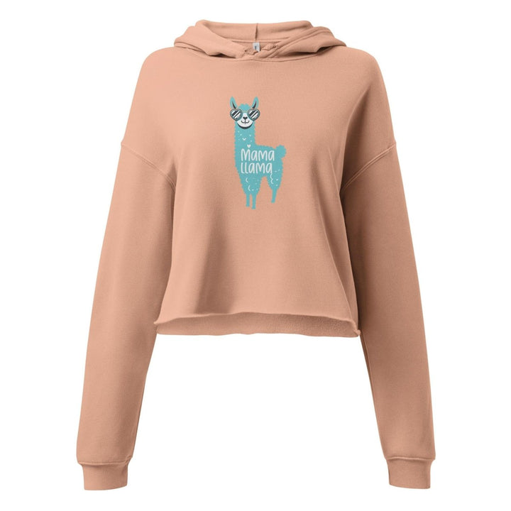Blue Mama Llama Women Graphic Crop Hoodie - Peach - S - ArtyKoala