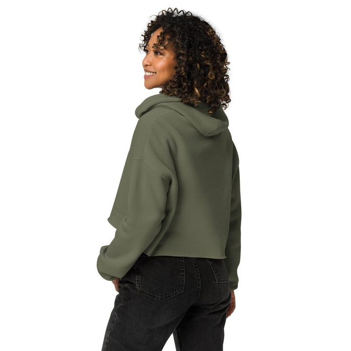 Blue Mama Llama Women Graphic Crop Hoodie - Military Green - S - ArtyKoala