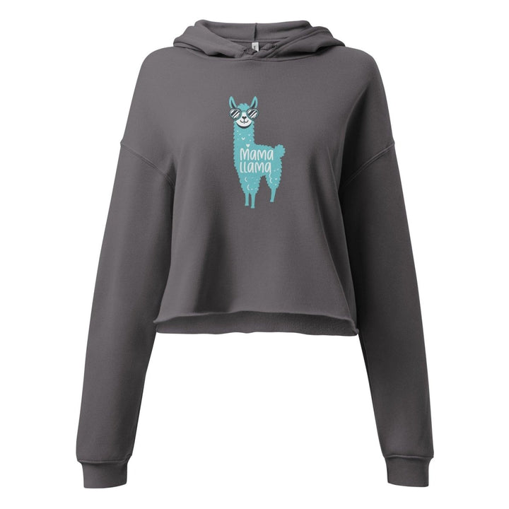 Blue Mama Llama Women Graphic Crop Hoodie - Storm - S - ArtyKoala