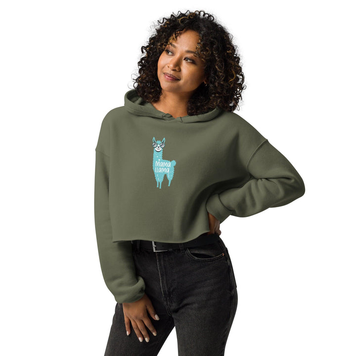 Blue Mama Llama Women Premium Crop Hoodie - ArtyKoala