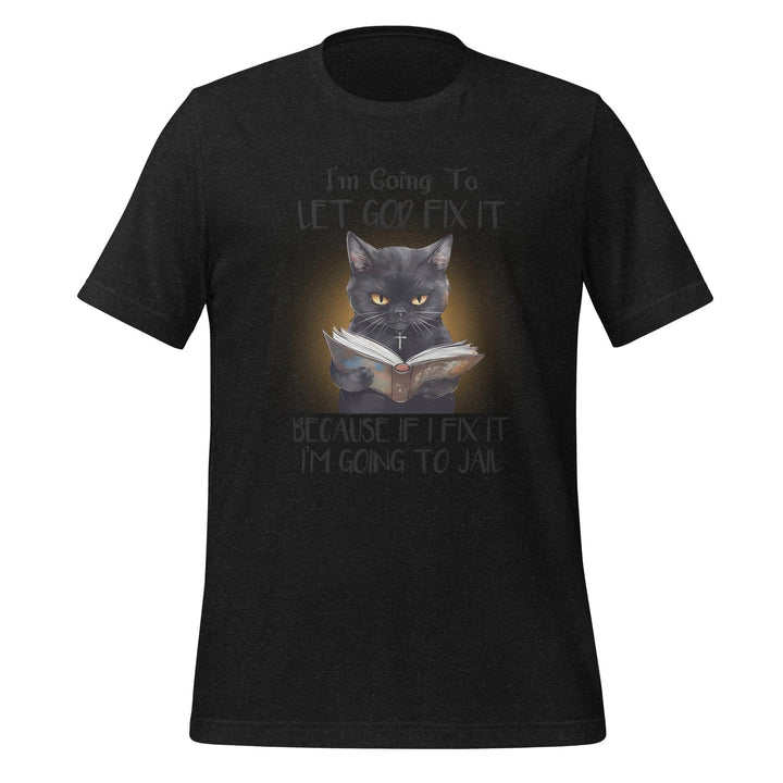 Book-Loving Cat Man T-Shirt - Black Heather / S - ArtyKoala