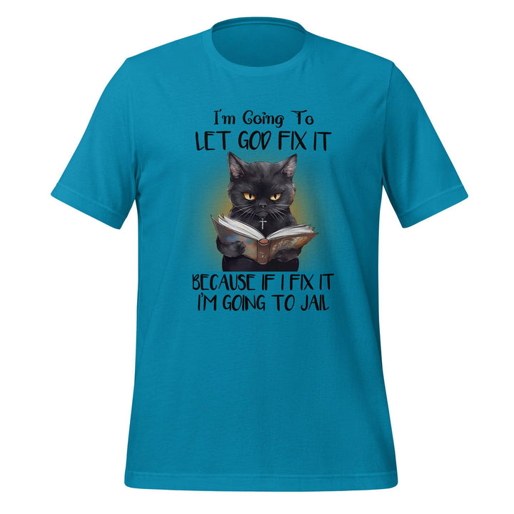 Book-Loving Cat Man T-Shirt - Aqua / S - ArtyKoala