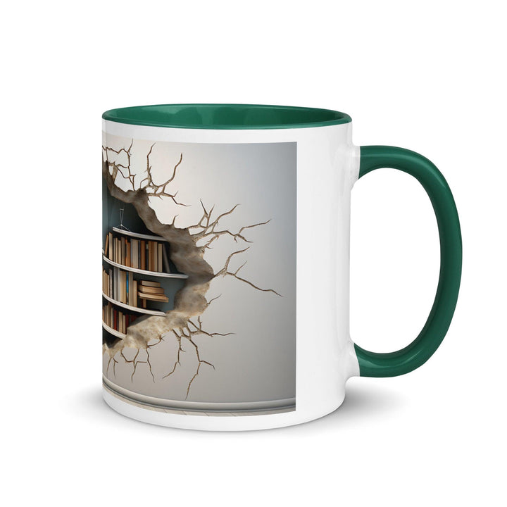 Bookcase on The Wall 3D Mug with Color Inside - Dark green / 11 oz - ArtyKoala