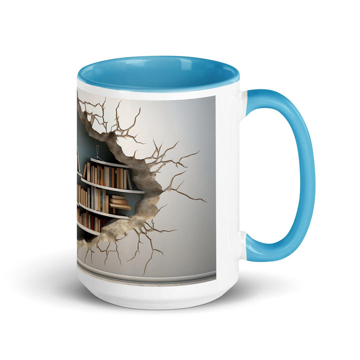 Bookcase on The Wall 3D Mug with Color Inside - Blue / 15 oz - ArtyKoala