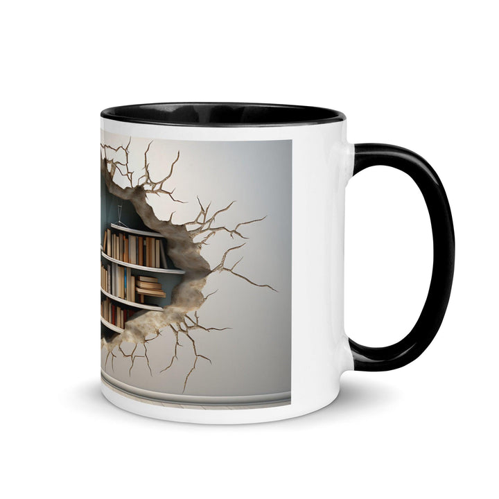 Bookcase on The Wall 3D Mug with Color Inside - Black / 11 oz - ArtyKoala