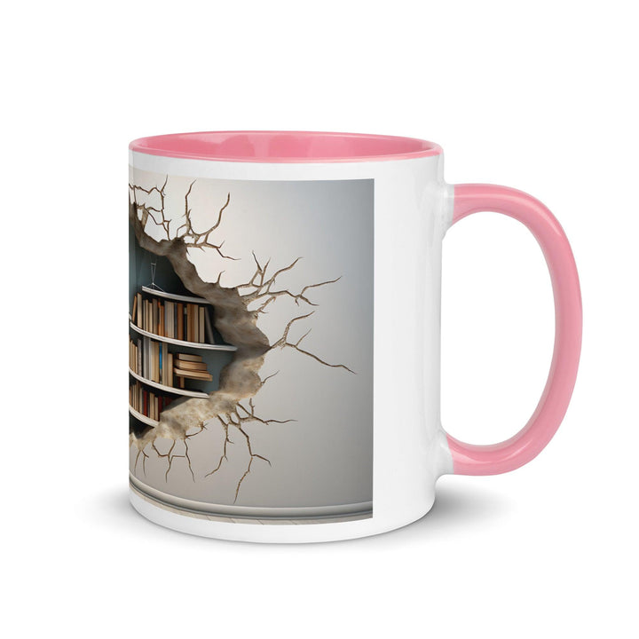 Bookcase on The Wall 3D Mug with Color Inside - Pink / 11 oz - ArtyKoala