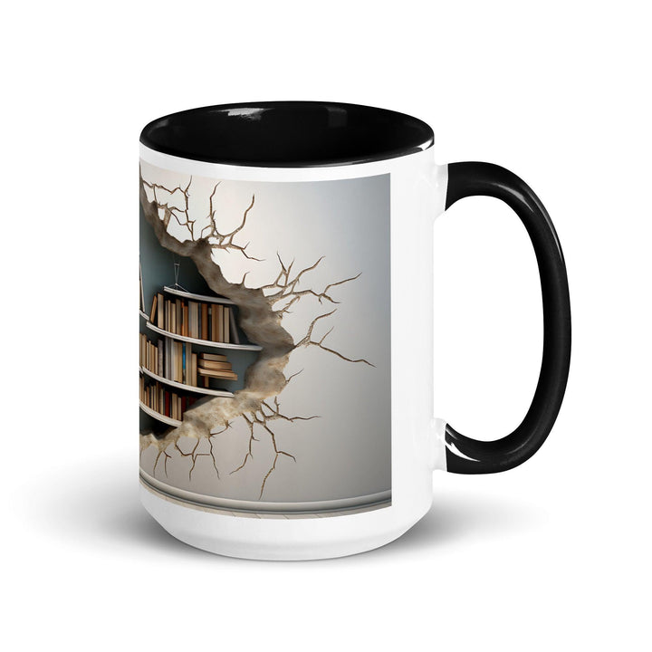 Bookcase on The Wall 3D Mug with Color Inside - Black / 15 oz - ArtyKoala