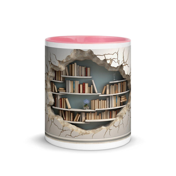 Bookcase on The Wall Colorful Print Mug - Pink - 11 oz - ArtyKoala