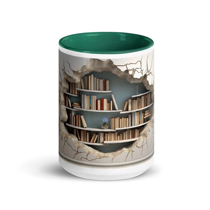 Bookcase on The Wall Colorful Print Mug - Dark green - 15 oz - ArtyKoala