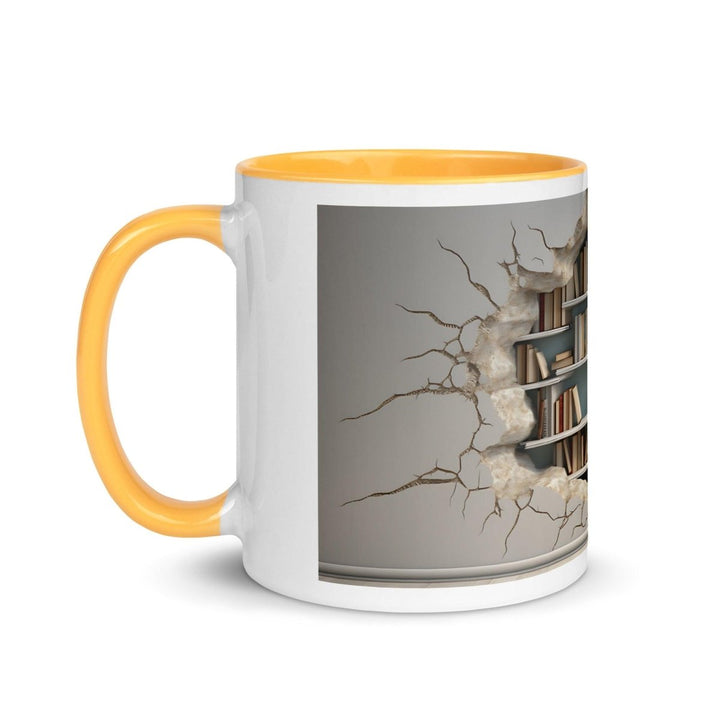 Bookcase on The Wall Colorful Print Mug - Golden Yellow - 11 oz - ArtyKoala