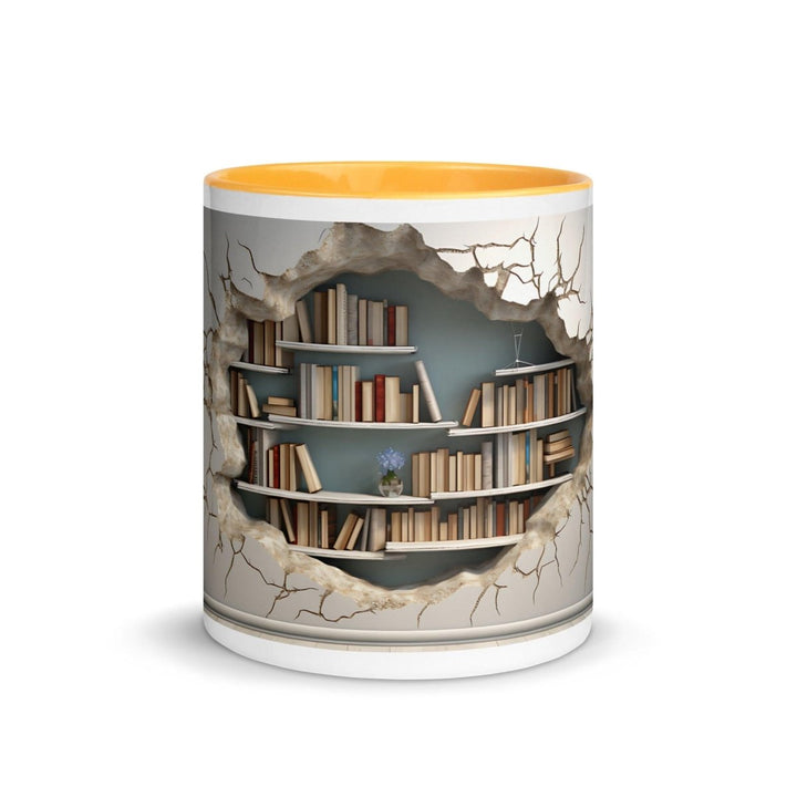 Bookcase on The Wall Colorful Print Mug - Golden Yellow - 11 oz - ArtyKoala