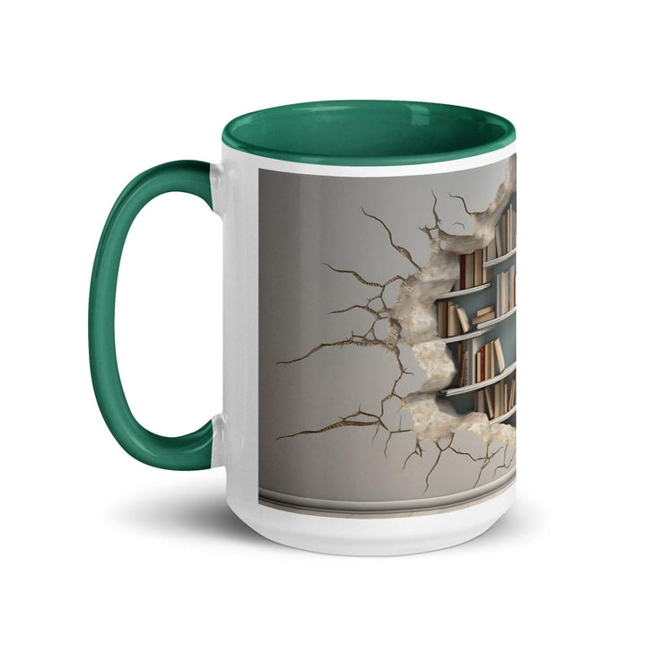 Bookcase on The Wall Colorful Print Mug - Dark green - 11 oz - ArtyKoala