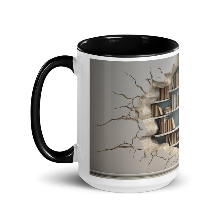 Bookcase on The Wall Colorful Print Mug - Black - 15 oz - ArtyKoala