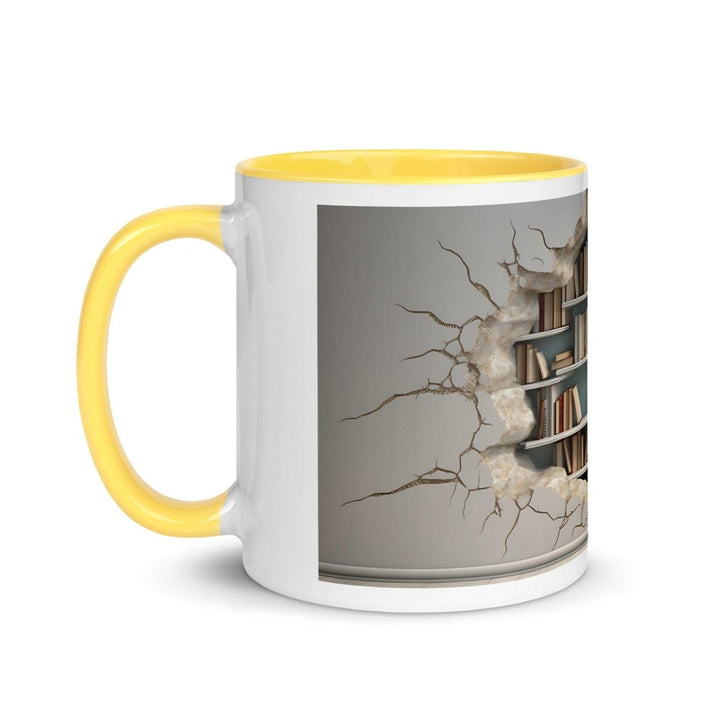 Bookcase on The Wall Colorful Print Mug - Yellow - 11 oz - ArtyKoala