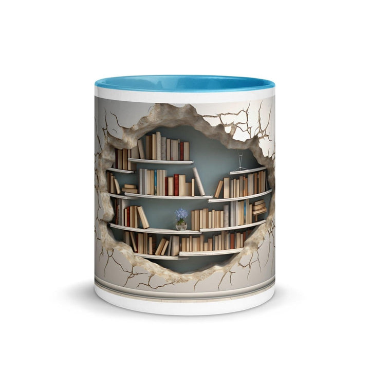 Bookcase on The Wall Colorful Print Mug - Blue - 11 oz - ArtyKoala