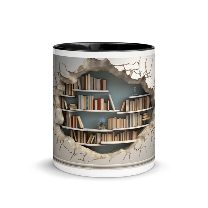 Bookcase on The Wall Colorful Print Mug - Black - 11 oz - ArtyKoala