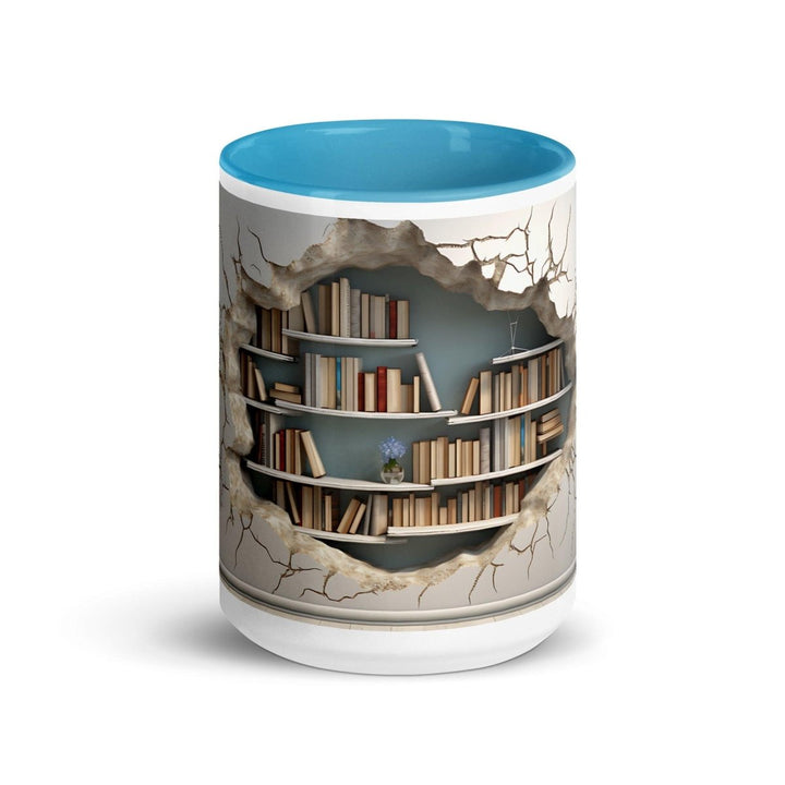 Bookcase on The Wall Colorful Print Mug - Blue - 15 oz - ArtyKoala