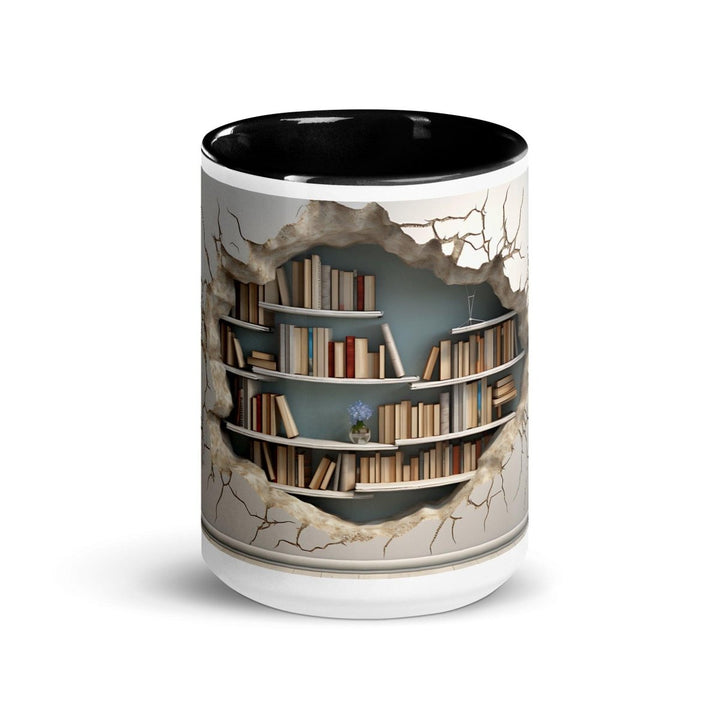 Bookcase on The Wall Colorful Print Mug - Black - 15 oz - ArtyKoala