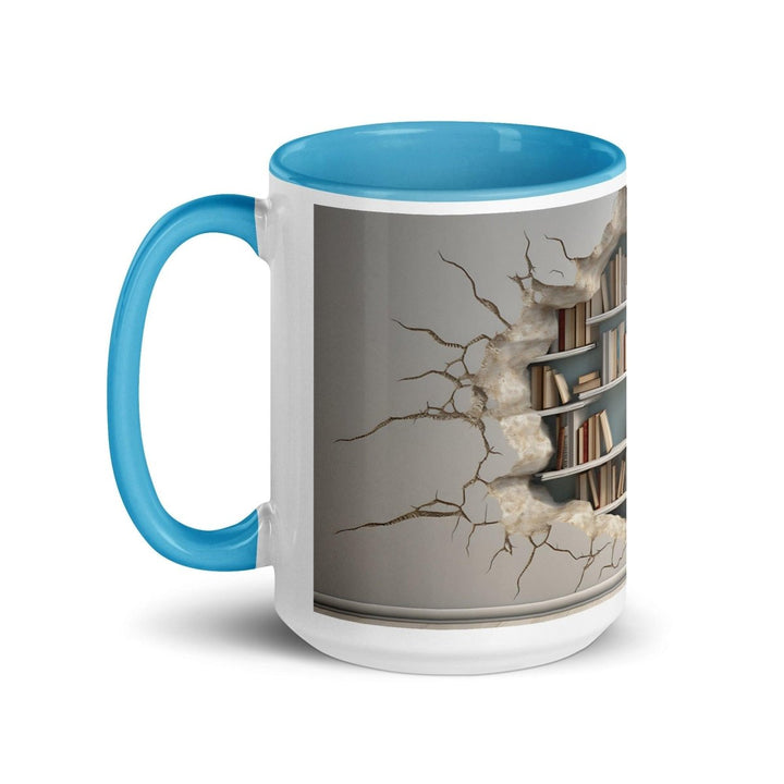 Bookcase on The Wall Colorful Print Mug - Blue - 15 oz - ArtyKoala